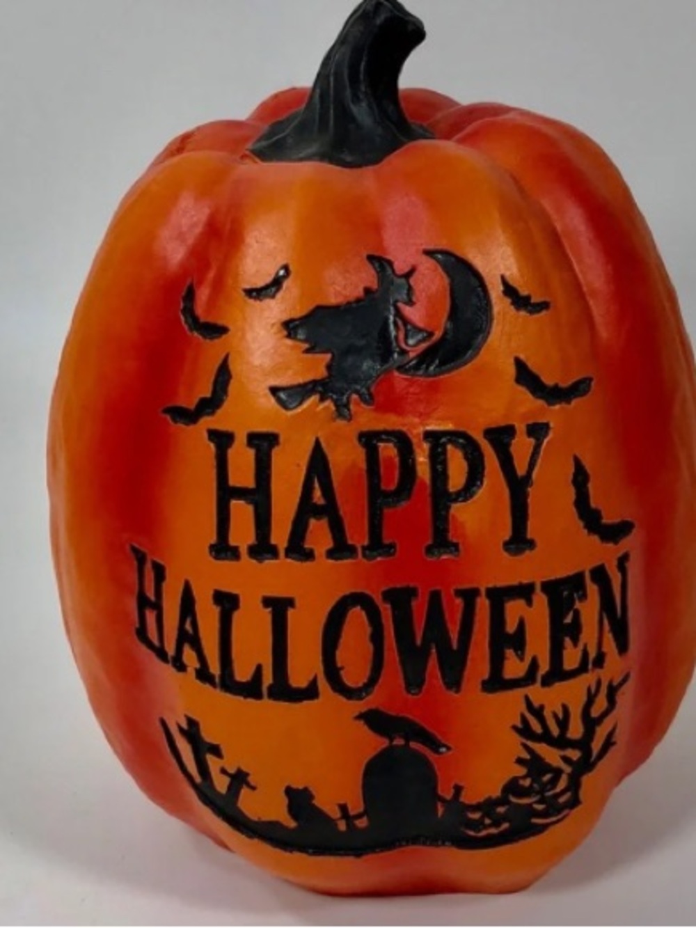 Happy Halloween Orange Pumpkin Décor with Black Lettering